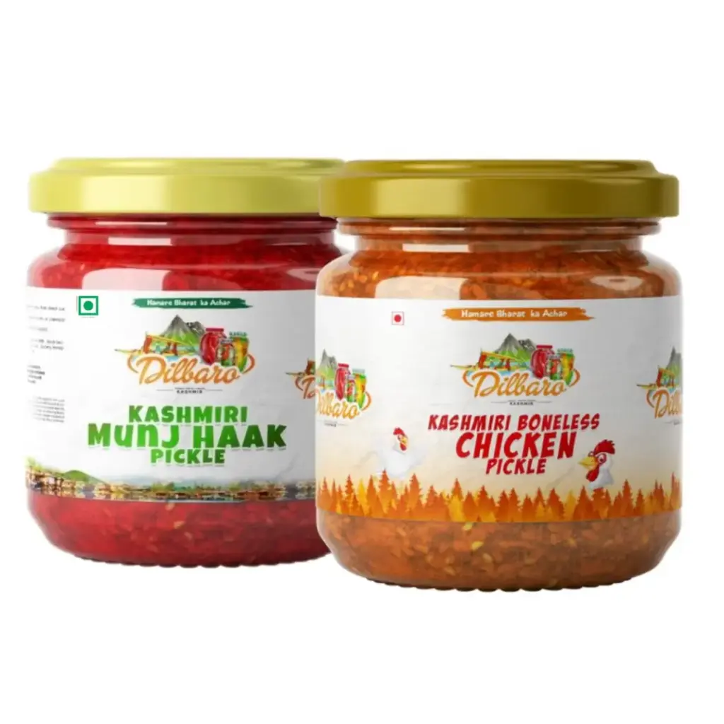 [DF-4] Combo Pack of Kashmiri Boneless Chicken Pickle & Munj-Haak Pickle 500gm
