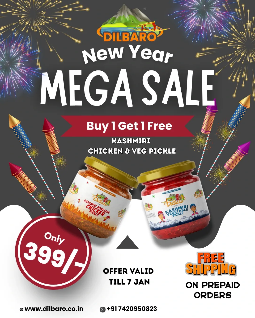 Buy 1 Get 1 Free Buy Kashmiri Chicken Pickle – Get Kashmiri Veg Pickle Free | 500gm