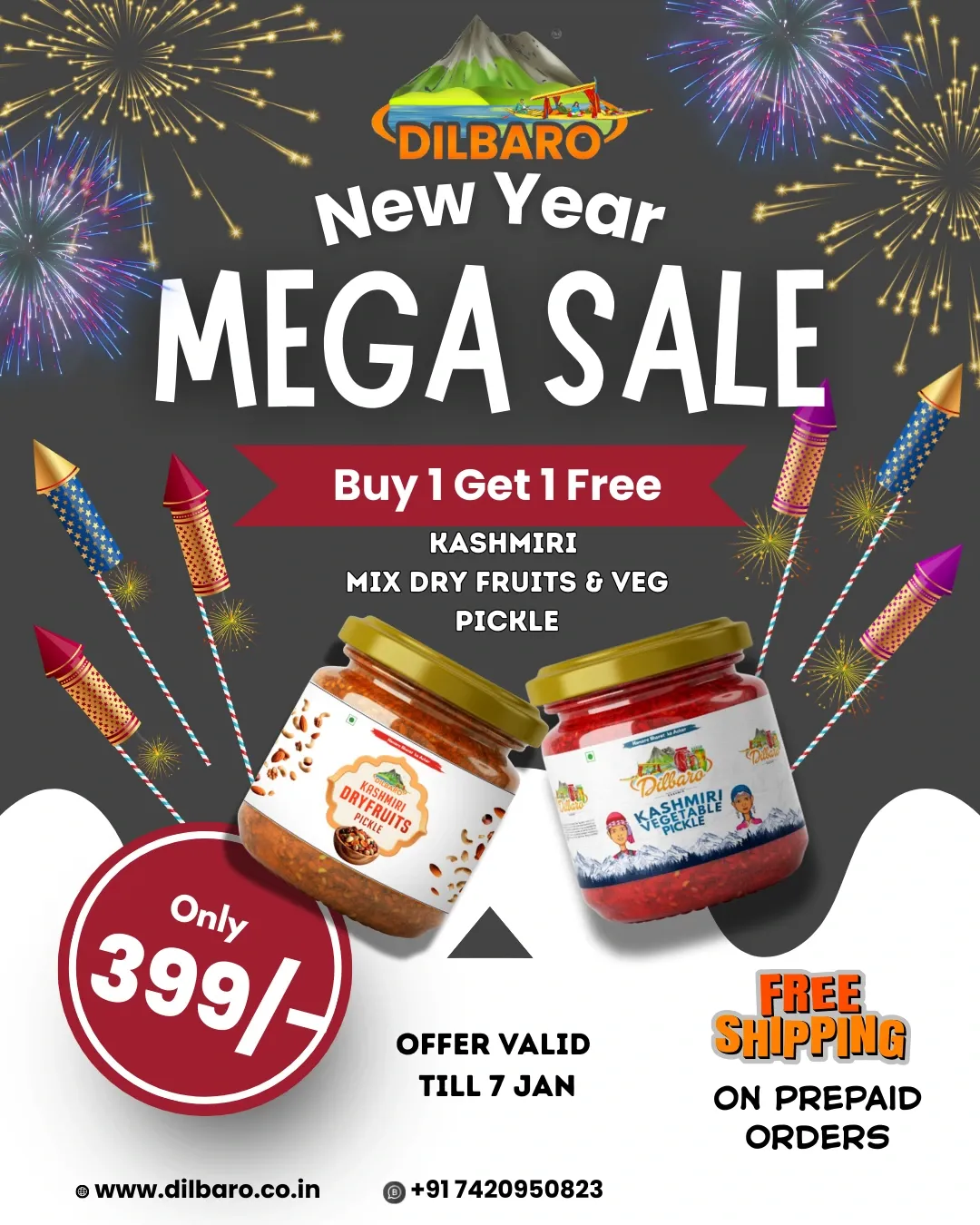 Combo Pack – Kashmiri Dry Fruits Pickle & Vegetable Pickle (250g Each) | Dilbaro Foods