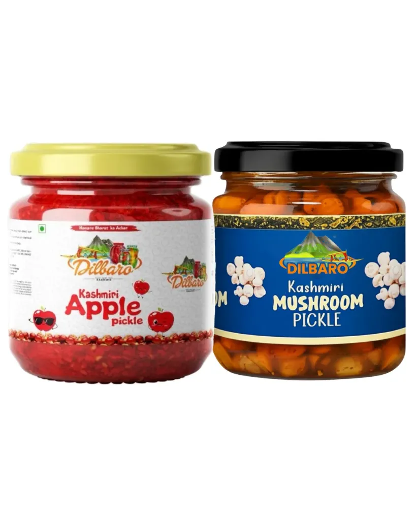 Dilbaro Kashmiri Pickle Combo | Apple Pickle and Mushroom Pickle