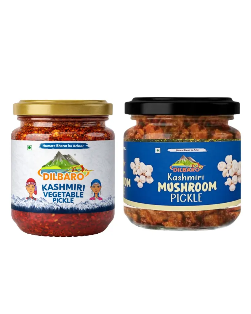 Dilbaro Kashmiri Mushroom & Vegetable Pickle Combo – 250 g Each