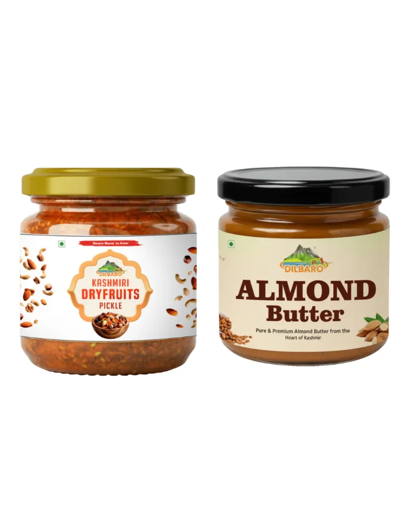 [DF-pick-03] Dilbaro Kashmiri Dry Fruits Pickle & Almond Butter Combo (250 g Each)