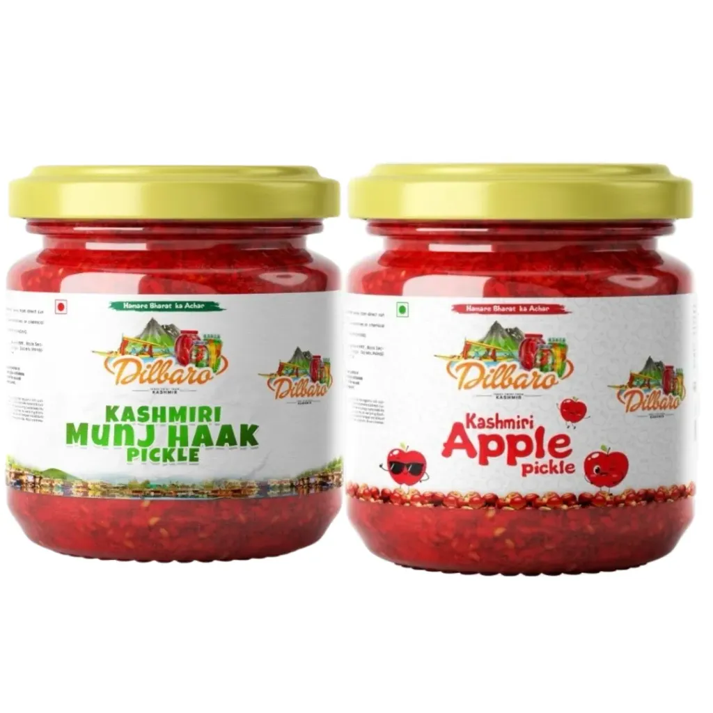 [DF-APP-MUN-01] Dilbaro Kashmiri Munj Haak Pickle & Apple Pickle Combo 500gm