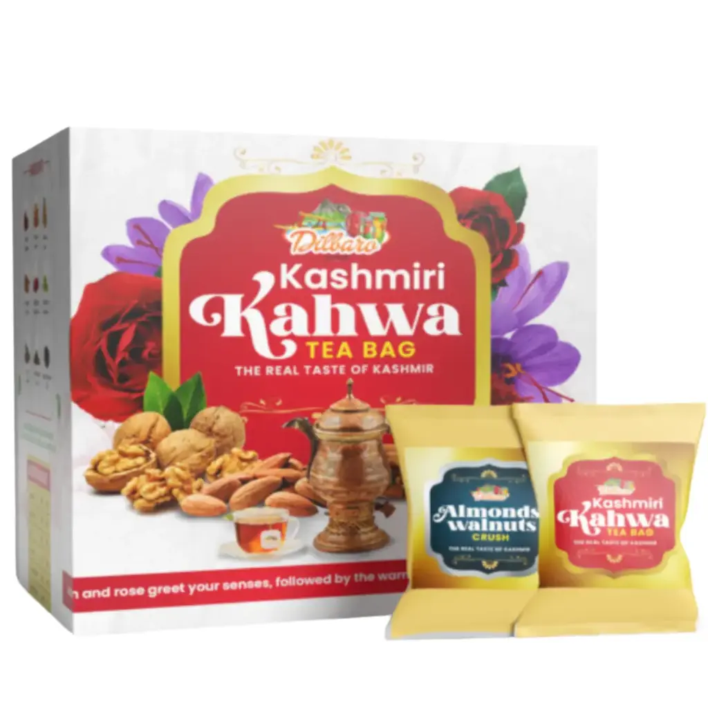[DF-9] Kashmiri Kahwa Tea Bag  | 20 Sachet Inside Box Along With Almonds & Walnuts Sachet