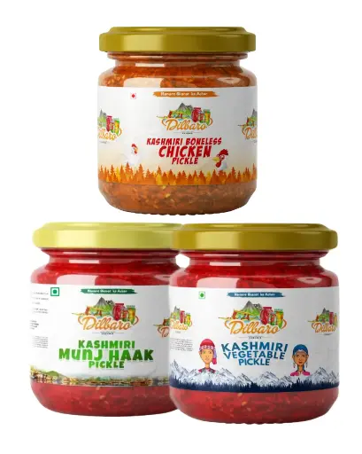[DF-3] 🔥3 Combo Pack 🔥 | Buy Kashmiri Chicken Pickle | Get Vegetable Pickle  & Munj-Haak Pickle Free | 750gm