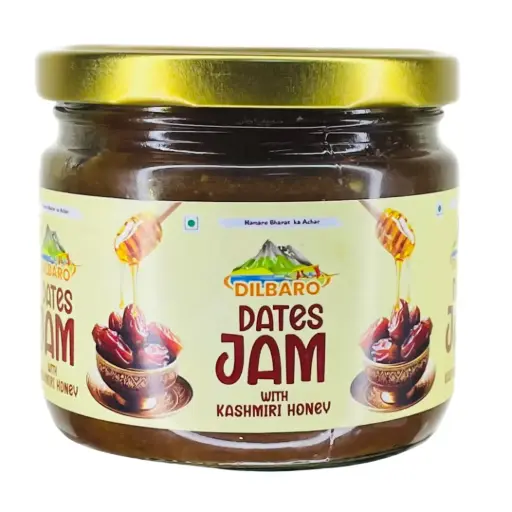 Dilbaro Dates Jam with Kashmiri Honey | 100% Natural | No Sugar Added | 250g | Preservative-Free | Healthy Fruit Spread